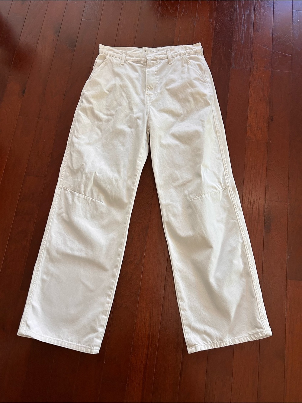 Mango MNG High Rise Wide Leg Pants White Jeans Size 8 excellent condition